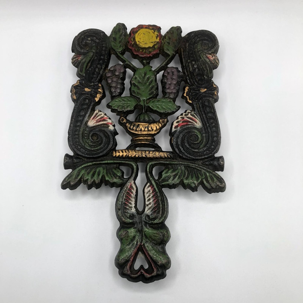 Vintage Hand-Painted Iron Trivet